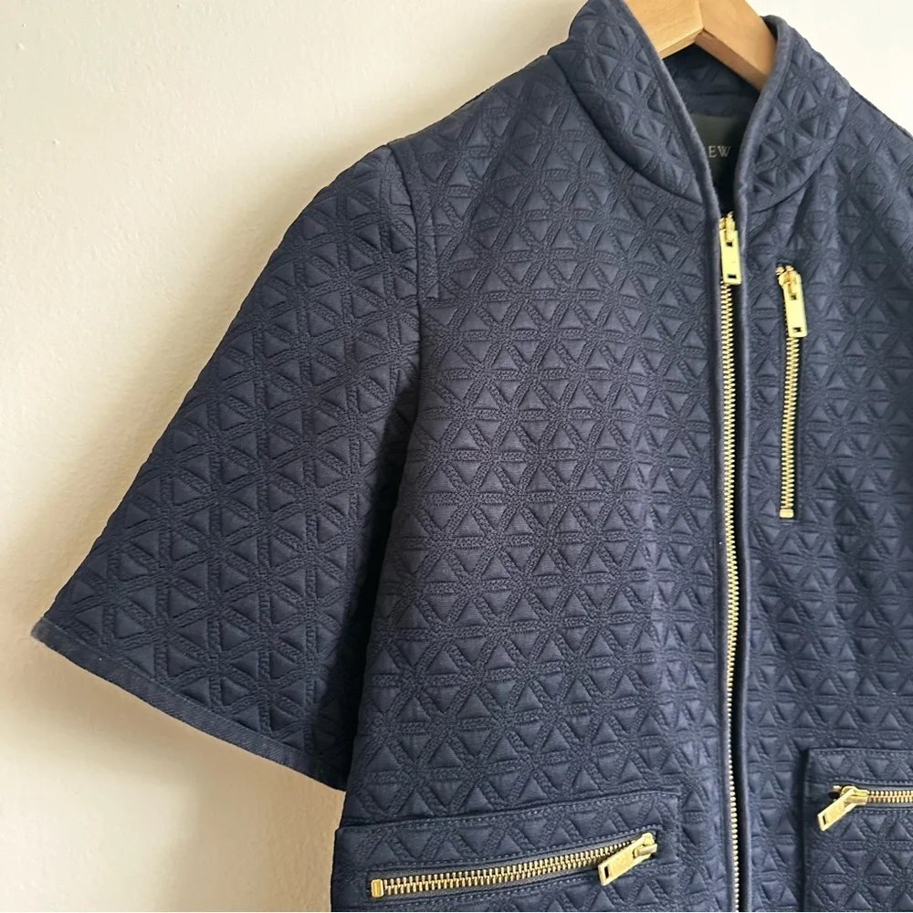 J. Crew Navy Quilted Short Sleeve Blazer - Picture 3 of 9